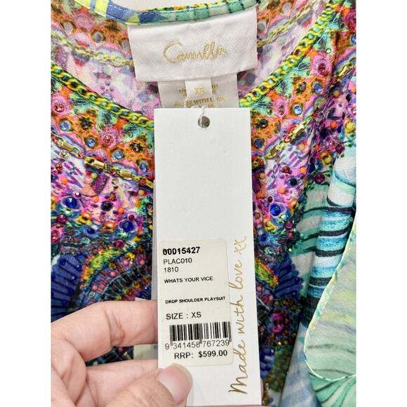 NWT Camilla Botanical Print Drop Shoulder Playsuit What's Your Vice Women's XS - Picture 6 of 7